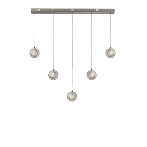 Quartz 5Lt Bar Ceiling Pendant - Chrome & Bubble Glass