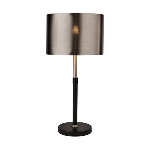 Rachel Table Lamp- Black, Silver, Chrome Metal & Black Shade