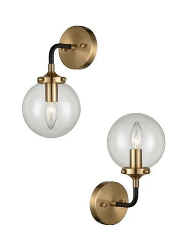 Reaction 1 Light Wall Bracket Black and Brass with Glass GSBFL2370/1