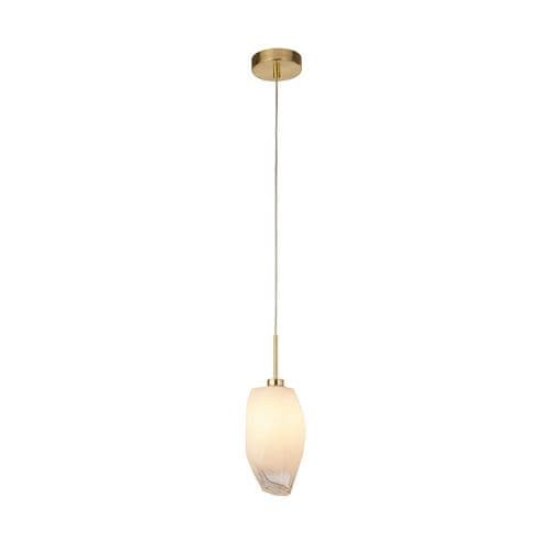 Rocky 1Lt Pendant, Satin Brass Metal  & Glass
