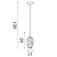 Rocky 1Lt Pendant, Satin Brass Metal  & Glass