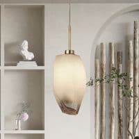 Rocky 1Lt Pendant, Satin Brass Metal  & Glass