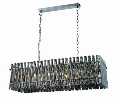 Ruartz 10 Hanging Chrome Pendant Bar with Smoked Crystals