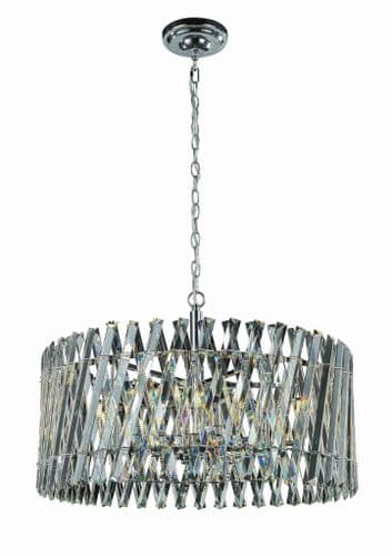 Ruartz 12 Hanging or Flush Chrome Pendant with Clear Crystals