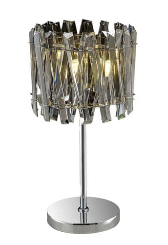 Ruartz 3 Light Chrome Table Lamp Light with Smoked Crystals