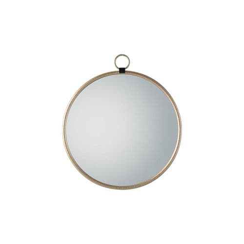 Satin gold hanging loop large round mirror FOE109519