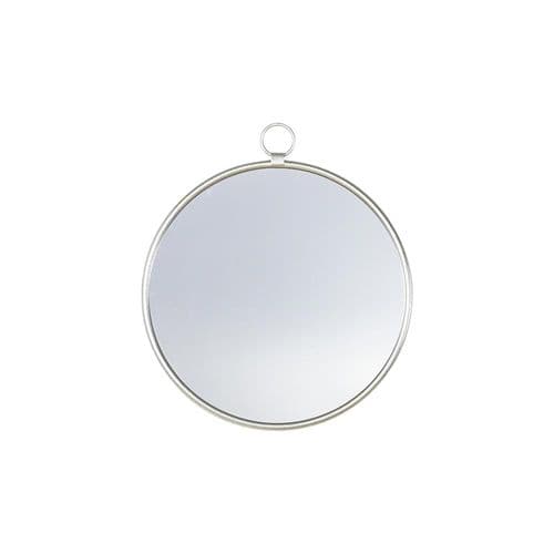 Satin silver hanging loop large round mirror FOE109520