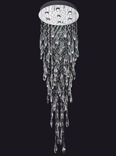 Shimmer 7 Light Multi Drop Rain Effect Large Crystals on a Chrome Plate GSBFL2320/7