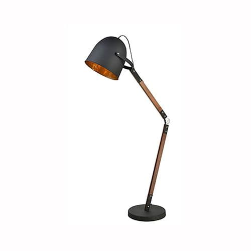 1 Light Black And Gold Large Adjustable Floor Lamp With Wood And Switch GSBSL245