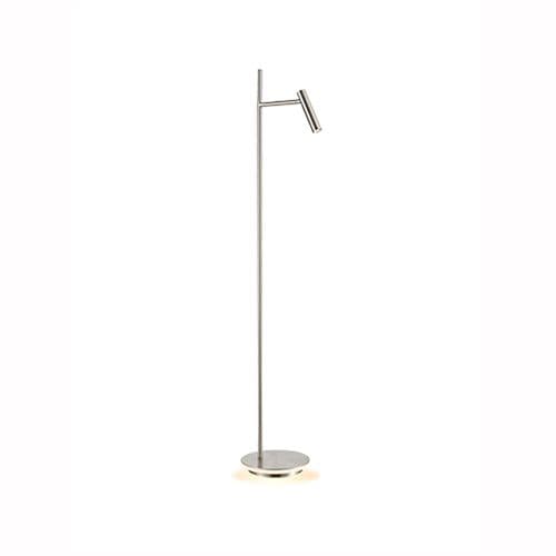 2 Light Satin Nickel LED Floor Lamp With Reading Light And Illuminated Base GSBSL246