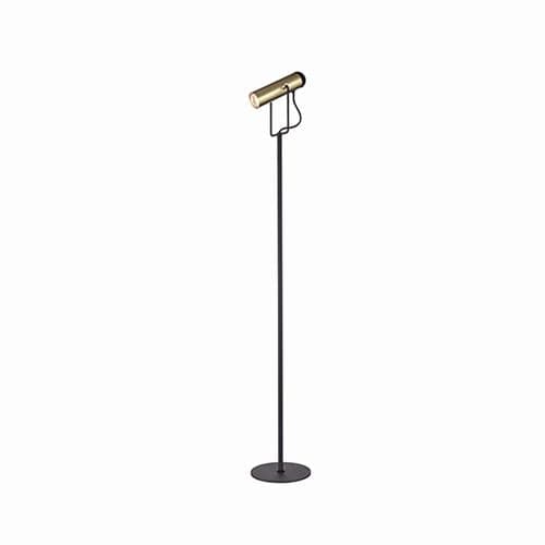 1 Light Matt Black Modern Floor Reading Lamp With A Satin Gold Adjustable Head GSBSL253