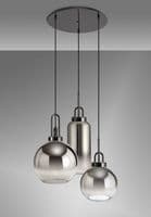 SPECIAL ITEM Barcelona 2m 3 Light Round With Smoke Fade Glass,3 x E27,Black Chrome/Smoked/Matt Black