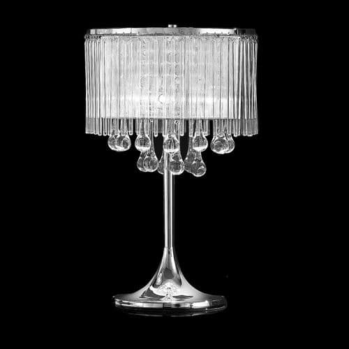Spirit 3 Light Chrome Table Lamp Lurex Fabric Shade GSBTL853