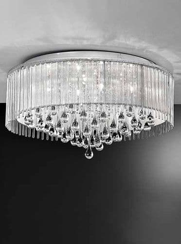 Spirit 8 Light Flush Fitting with Crystal Drops GSBFL2160/8