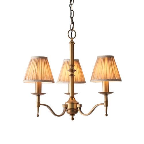 Stanford antique brass elegant 3 light pendant beige