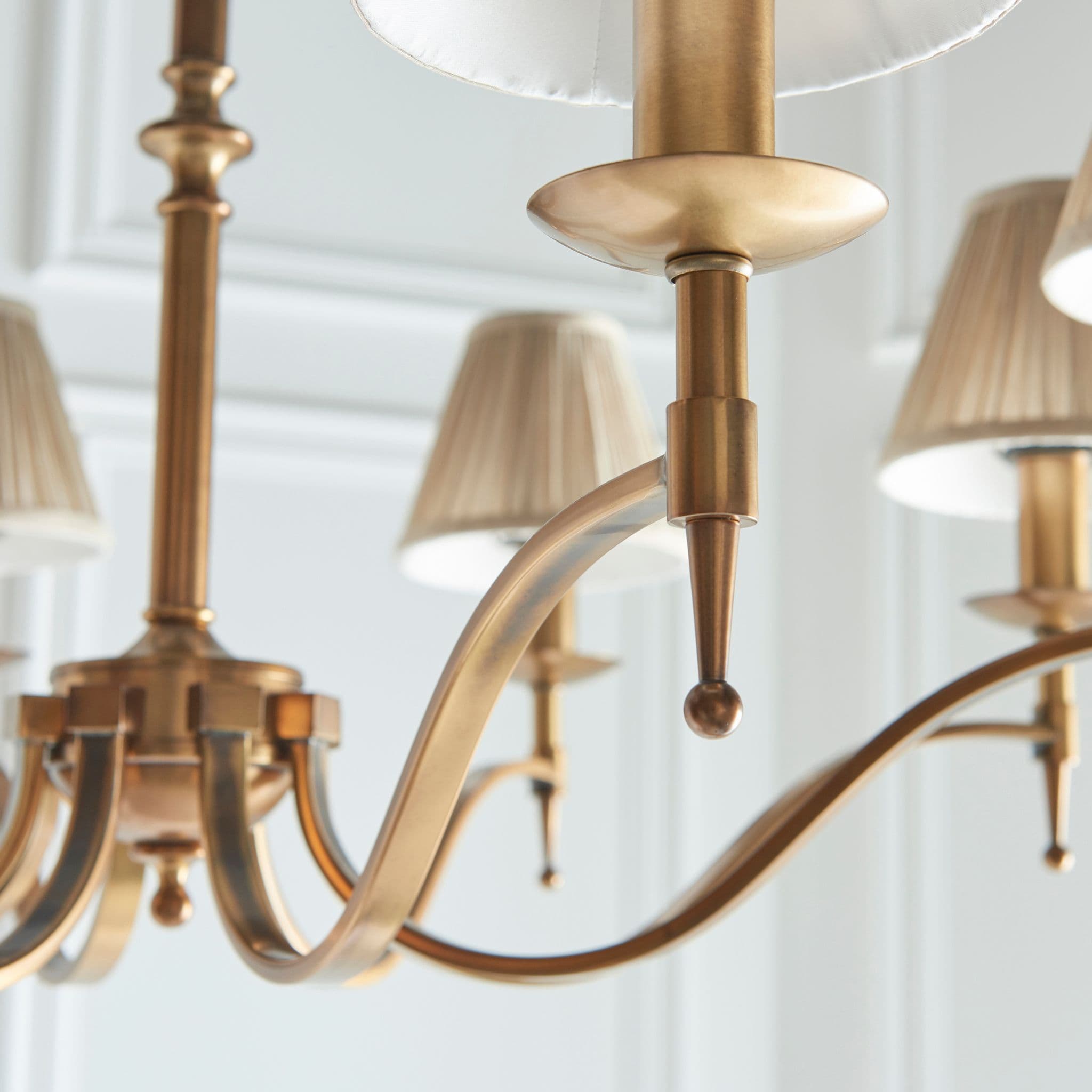 Stanford antique brass Elegant 8 light pendant with beautifully curved arms