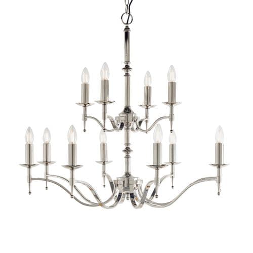 Stanford nickel 12-light pendant chandelier fitting Finished in polished nickel