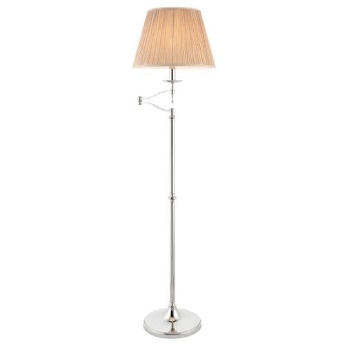Stanford nickel swing arm floor light finished in polished nickel beige