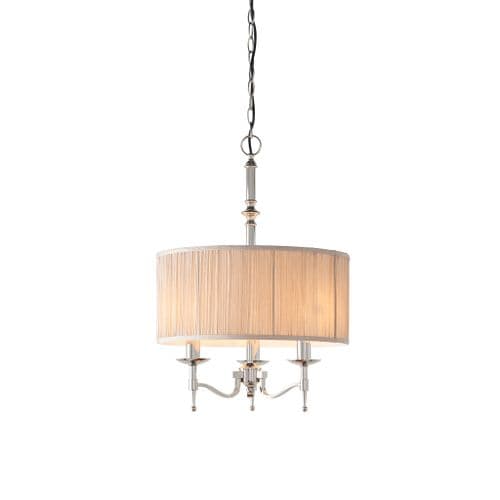 Stanford nickel The elegant 3 light pendant from the Stanford nickel range beige