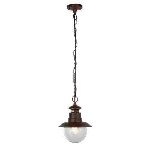 Station 1Lt Outdoor Pendant - Rustic Brown With Clear Glass