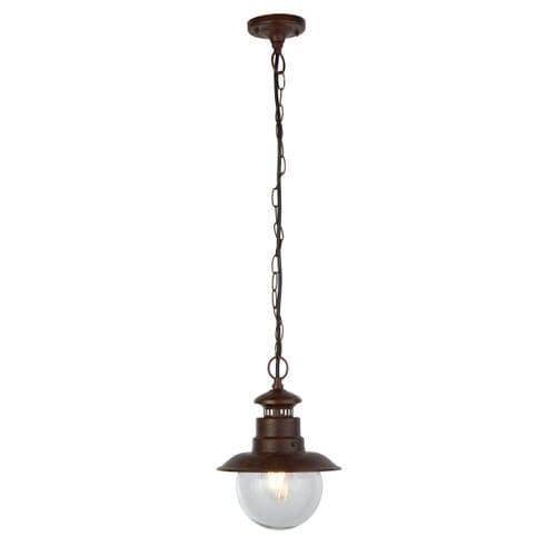 Station Outdoor Pendant - Rustic Brown Metal & Glass