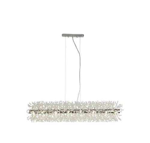 Sunburst 16Lt Bar Pendant - Chrome Metal & Glass Beads