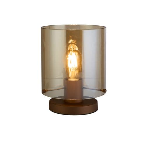 Sweden 1Lt Table Lamp, Mocha Metal with Amber Glass