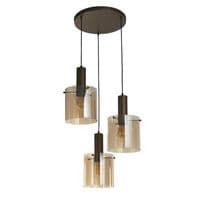 Sweden 3 Light Multi-Drop Pendant Mocha Metal & Amber Glass