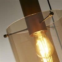 Sweden 3 Light Multi-Drop Pendant Mocha Metal & Amber Glass