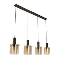 Sweden 4 Light Bar Pendant  Mocha Metal & Amber Glass