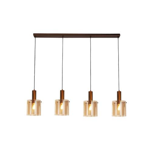 Sweden 4Lt Bar Pendant - Mocha Metal & Amber Glass