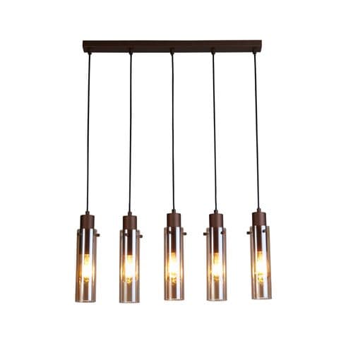 Sweden II 5Lt Bar Pendant - Mocha Metal & Amber Glass