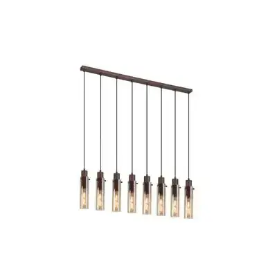 Sweden II 8Lt Bar Pendant - Mocha Metal & Amber Glass TFB88921-8MO