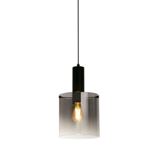 Sweden Pendant - Matt Black Metal & Smoked Ombre Glass