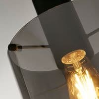 Sweden Pendant - Matt Black Metal & Smoked Ombre Glass