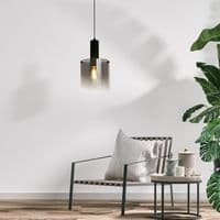 Sweden Pendant - Matt Black Metal & Smoked Ombre Glass