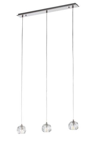 3 Light Bar Multi Drop Pendant with Crystal Glasses