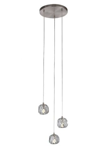 3 Light Round Multi Drop Pendant with Crystal 