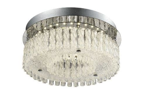 Tiena 18w LED Crystal Ceiling Light, Medium in Polished Chrome, Crystal in 4000k