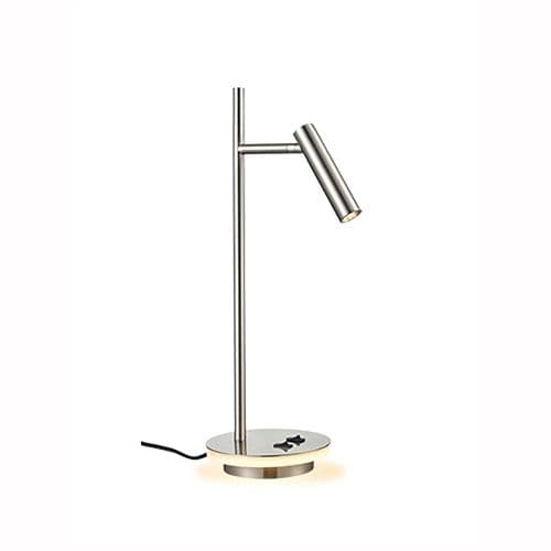 2 Light Satin Nickel LED Desk Lamp With Illuminated Base And Reading Light GSBTL603