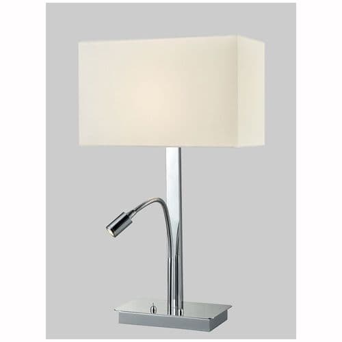 2 Light Chrome Table Lamp With A Cream Rectangular Shade With LED GSBTL819/9867