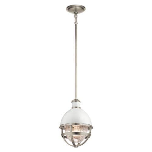 Tollis 1 Light Mini Pendant - Brushed Nickel & White QN-TOLLIS-MP-BN
