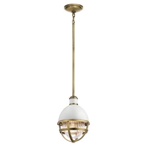 Tollis 1 Light Mini Pendant - Natural Brass & White QN-TOLLIS-MP-NBR