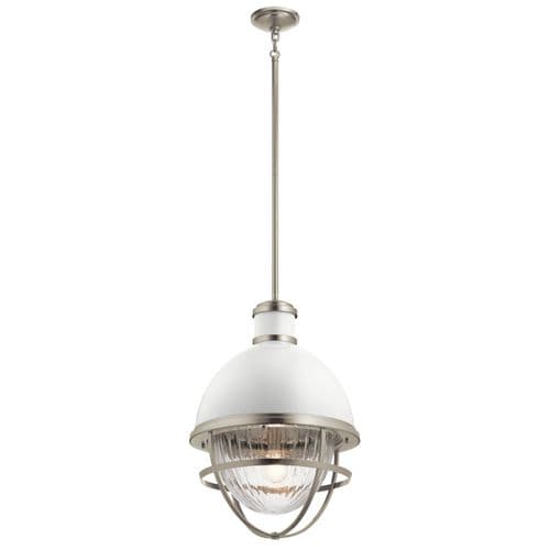 Tollis 1 Light Pendant - Brushed Nickel & White QN-TOLLIS-P-BN