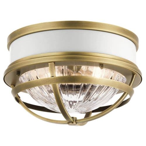 Tollis 2 Light Flush Mount - Natural Brass & White QN-TOLLIS-F-NBR