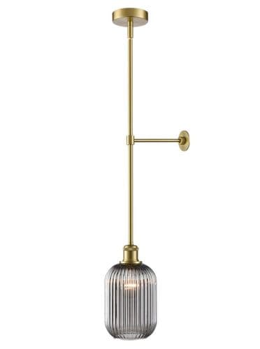 Tranquil Pendant Aged Brass With Smoked Ribbed Glass GSBPCH467-392
