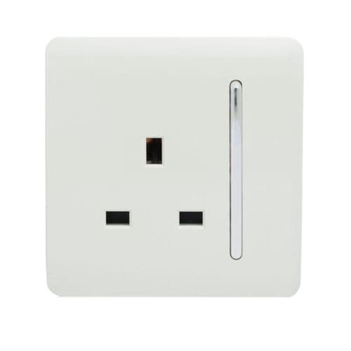 Trendi, Artistic Modern 1 Gang 13Amp Switched Socket Gloss White Finish