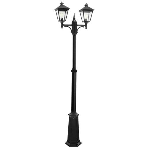 Turin 2 Light Twin Lamp Post T6-BLACK