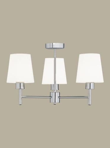Turin Semi Flush 3 Light Chrome Cream Shade GSBFL2126/3/1123