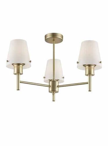Turin Semi Flush 3 Light Matt Gold with Opal Glass Shade GSBFL2389-3/991
